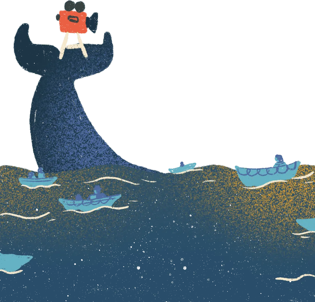 Whale projected as on a cinema screen